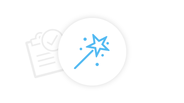 Icon composition of magic wand and document symbolize simplified flexibility