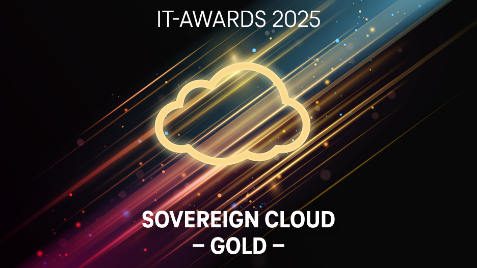 Cloud graphic with text: IT Awards 2025; Sovereign Cloud Gold