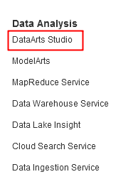 Datenanalyse DataArts Studio Screenshot von der Auswahl Datenanalyse