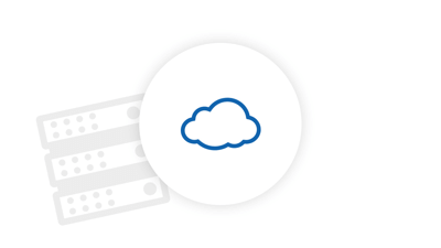 Icon einer Cloud mit Server im Hintergrund