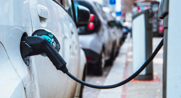 An e-car at a charging station