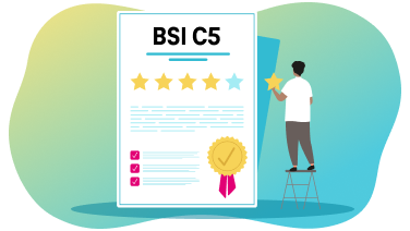 T Cloud Public Zertifiziert Illustration eines BSI C5 Zertifikates
