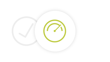 Icon Status Dashboard Green circle with pointer to the right and gray check mark in the background