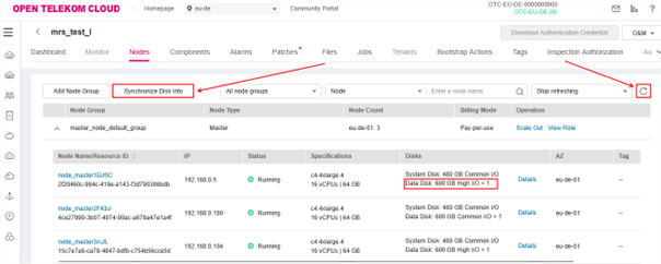 Screenshot Synchronizing Disk Info
